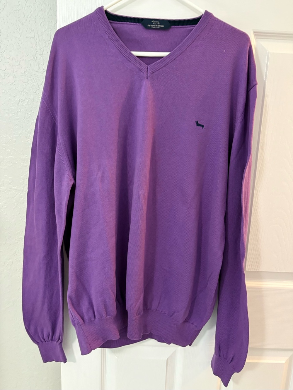 Harmont & Blaine Men’s Purple V-Neck Cotton Sweater L/XL Made in Italy